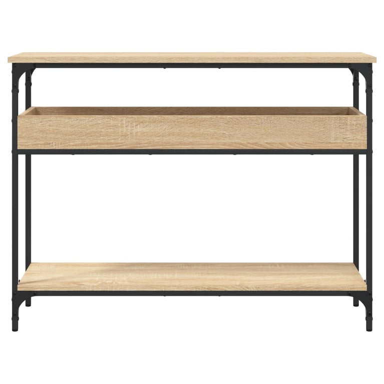 Wandtafel met schap 100x29x75 cm bewerkt hout sonoma eikenkleur