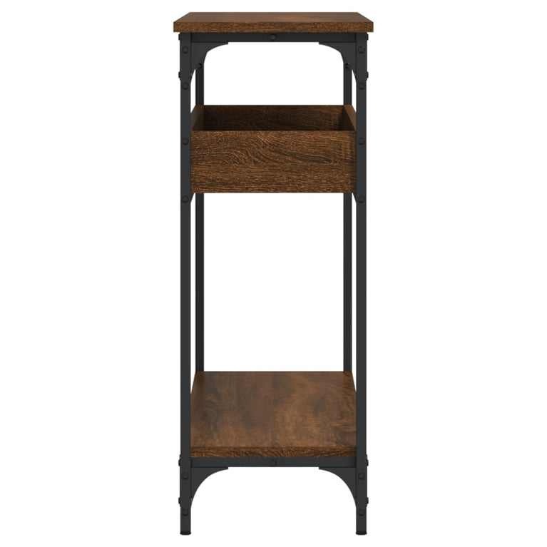 Wandtafel met schap 100x29x75 cm bewerkt hout bruineikenkleurig