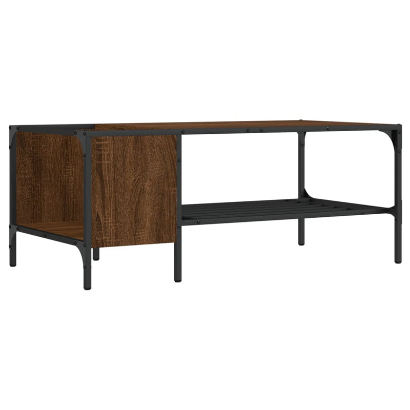 Salontafel met rek 100x51x40 cm bewerkt hout bruineikenkleurig