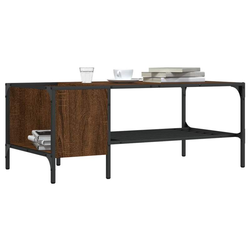 Salontafel met rek 100x51x40 cm bewerkt hout bruineikenkleurig