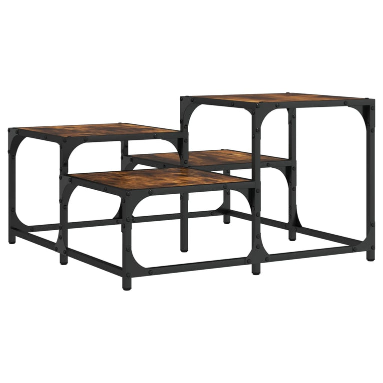 Salontafel 68x68x40 cm bewerkt hout gerookt eikenkleurig