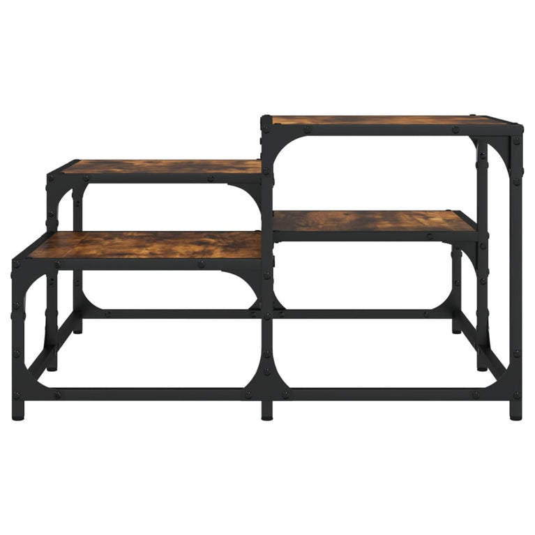 Salontafel 68x68x40 cm bewerkt hout gerookt eikenkleurig