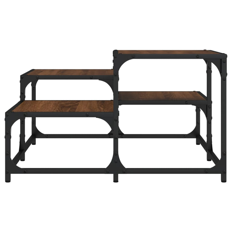 Salontafel 68x68x40 cm bewerkt hout bruineikenkleurig