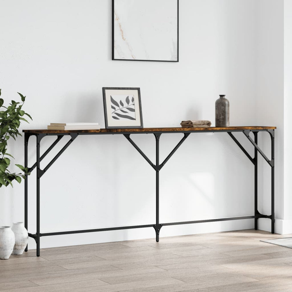 Wandtafel 180x23x75 cm bewerkt hout gerookt eikenkleurig MeubelReus