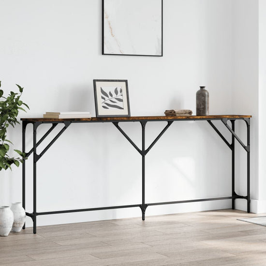 Wandtafel 180x23x75 cm bewerkt hout gerookt eikenkleurig MeubelReus