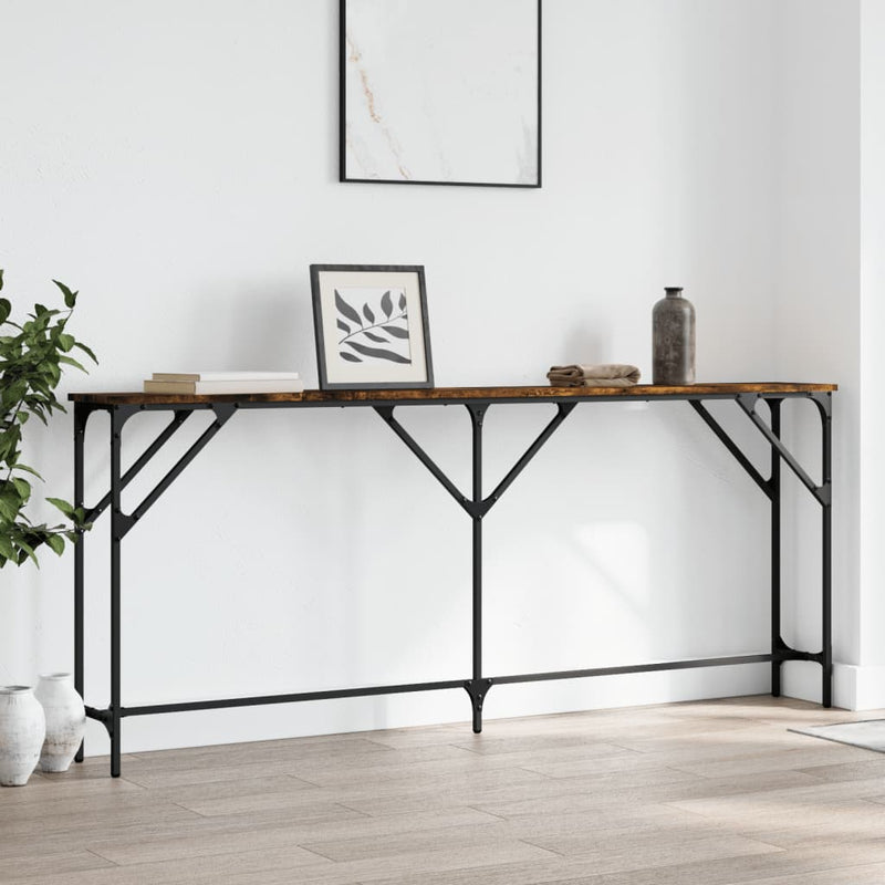 Wandtafel 180x23x75 cm bewerkt hout gerookt eikenkleurig MeubelReus
