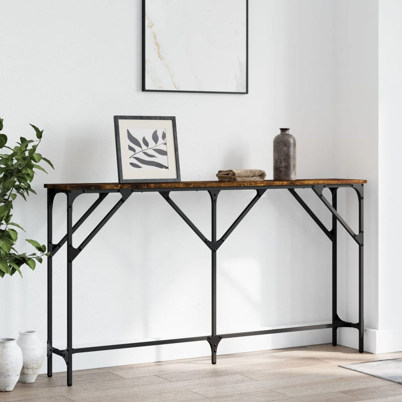 Wandtafel 140x23x75 cm bewerkt hout gerookt eikenkleurig MeubelReus