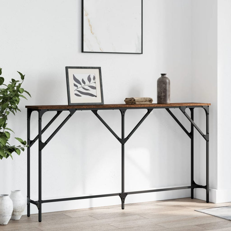 Wandtafel 140x23x75 cm bewerkt hout bruineikenkleurig MeubelReus