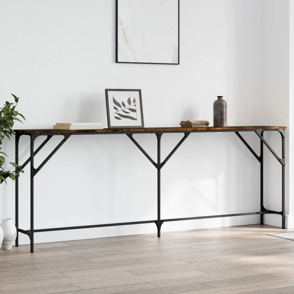 Wandtafel 200x29x75 cm bewerkt hout gerookt eikenkleurig MeubelReus