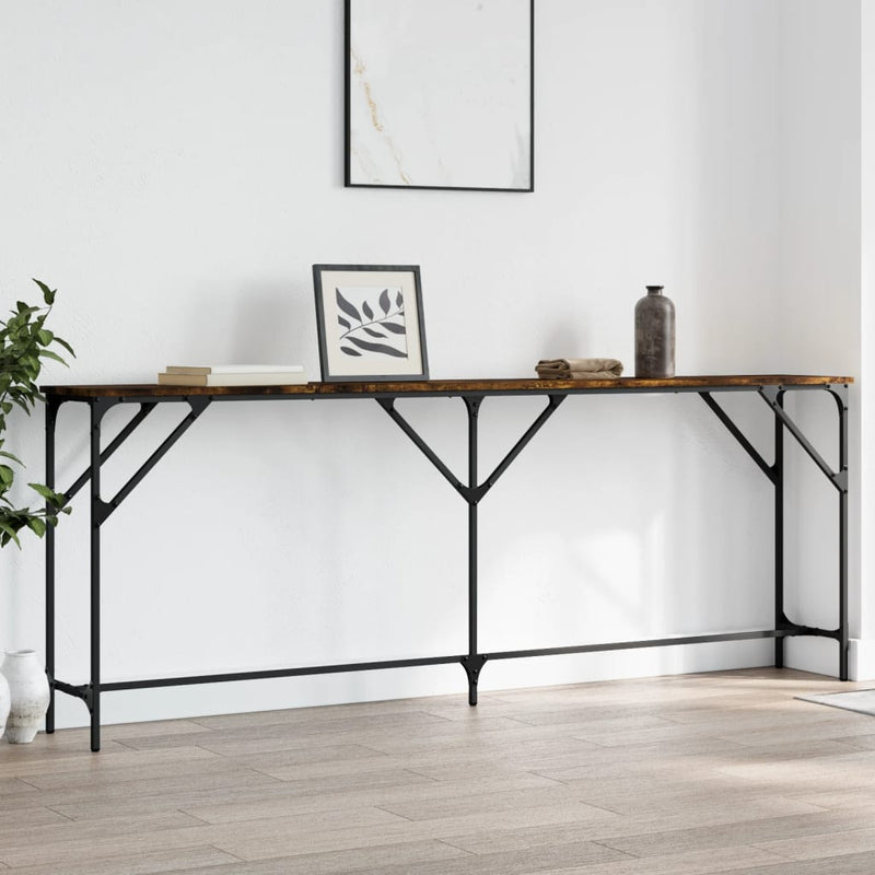 Wandtafel 200x29x75 cm bewerkt hout gerookt eikenkleurig MeubelReus