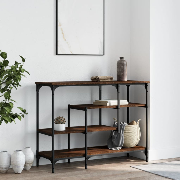 Wandtafel met schappen 100x35x75 cm bruineikenkleurig