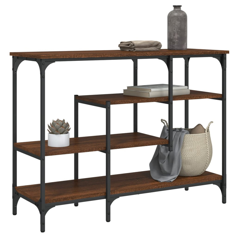 Wandtafel met schappen 100x35x75 cm bruineikenkleurig