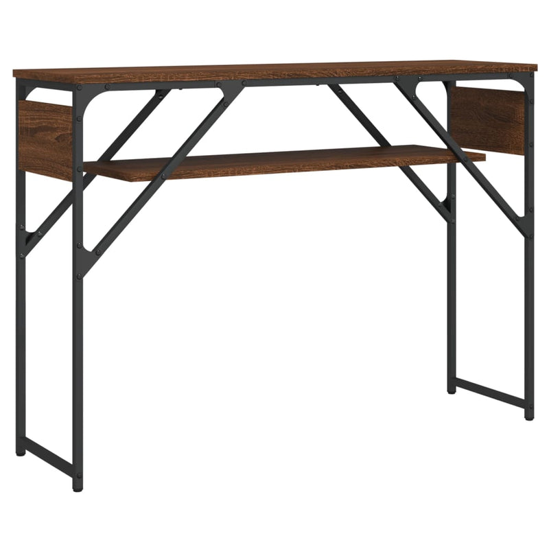 Wandtafel met schap 105x30x75 cm bewerkt hout bruineikenkleurig