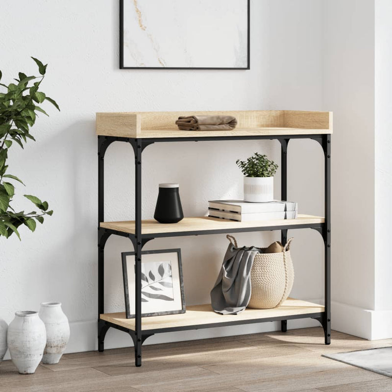 Wandtafel met schappen 75x30x80 cm sonoma eikenkleurig