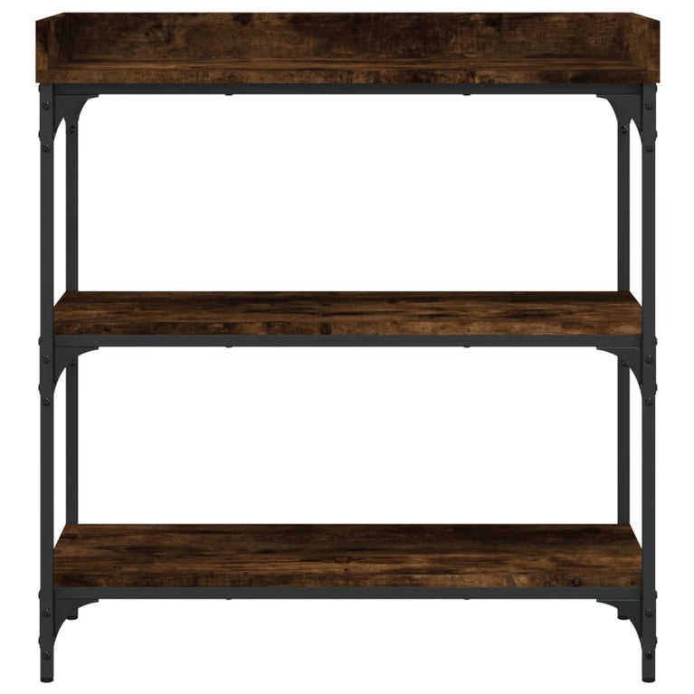Wandtafel met schappen 75x30x80 cm gerookt eikenkleurig