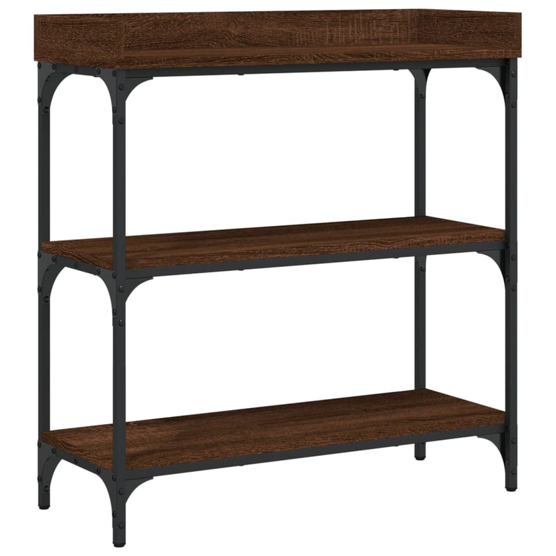 Wandtafel met schappen 75x30x80 cm bruineikenkleurig