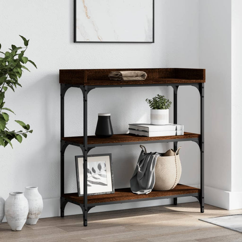 Wandtafel met schappen 75x30x80 cm bruineikenkleurig