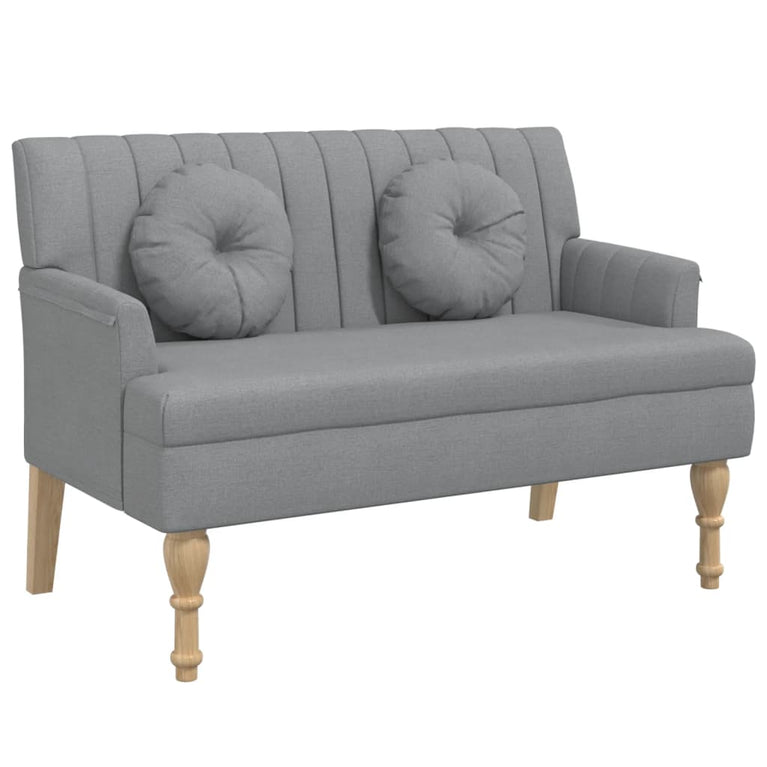 Bankje met kussens 113x64,5x75,5 cm stof lichtgrijs MeubelReus