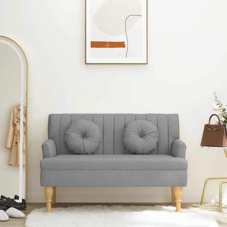 Bankje met kussens 113x64,5x75,5 cm stof lichtgrijs MeubelReus