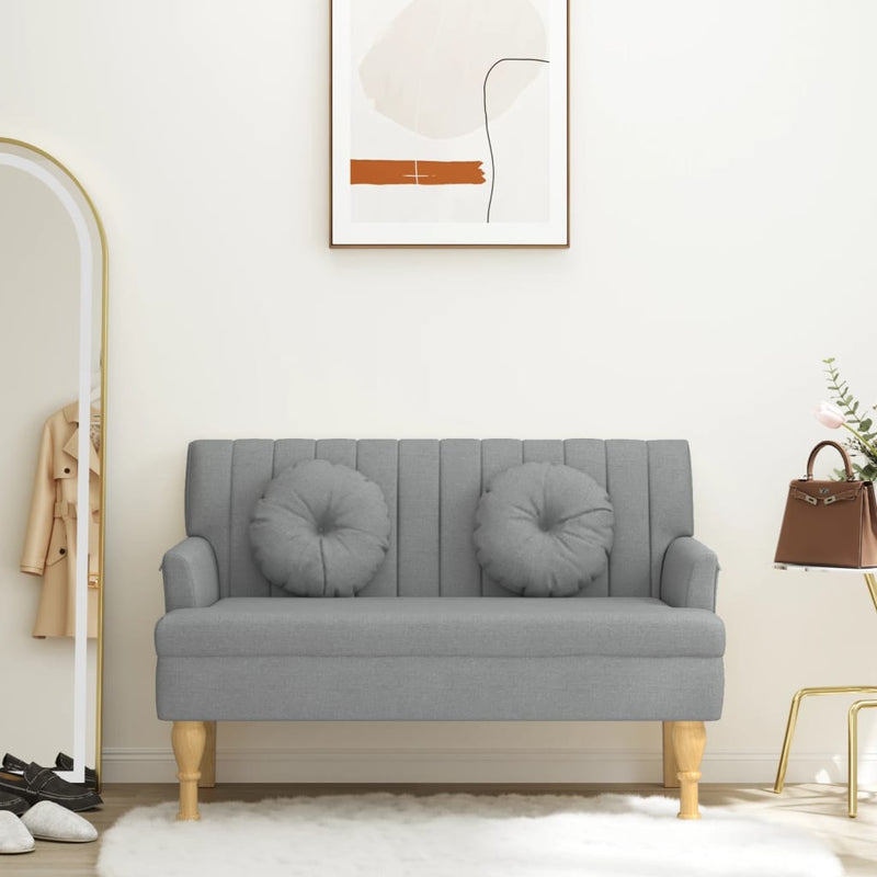 Bankje met kussens 113x64,5x75,5 cm stof lichtgrijs MeubelReus