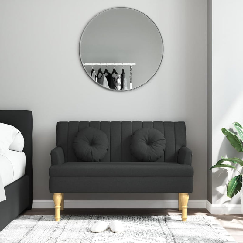 Bankje met kussens 113x64,5x75,5 cm stof zwart MeubelReus