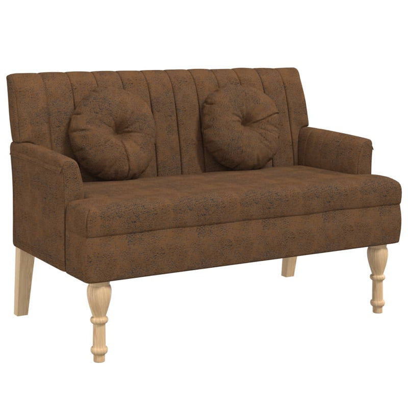 Bankje met kussens 113x64,5x75,5 cm kunstsuèdeleer bruin MeubelReus