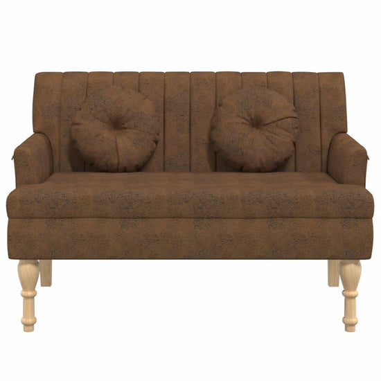 Bankje met kussens 113x64,5x75,5 cm kunstsuèdeleer bruin MeubelReus
