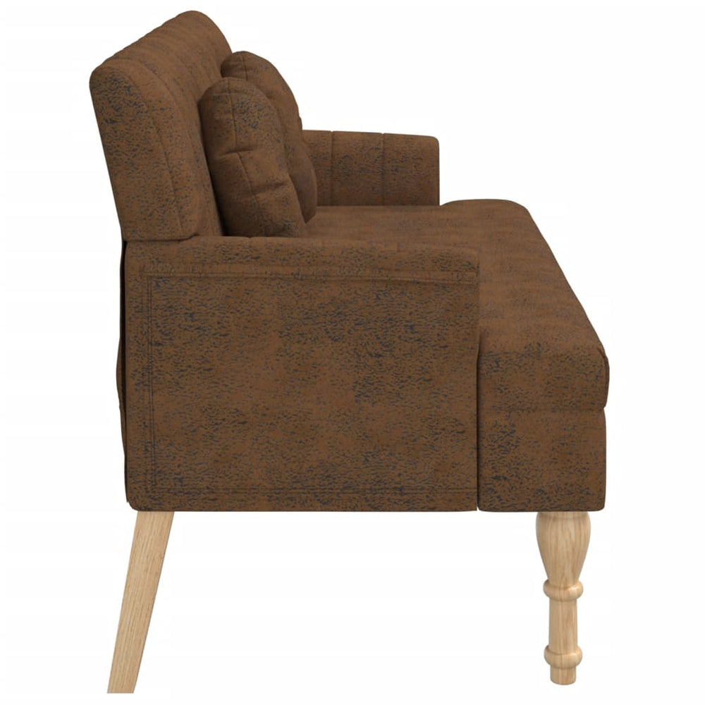 Bankje met kussens 113x64,5x75,5 cm kunstsuèdeleer bruin MeubelReus