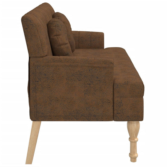 Bankje met kussens 113x64,5x75,5 cm kunstsuèdeleer bruin MeubelReus