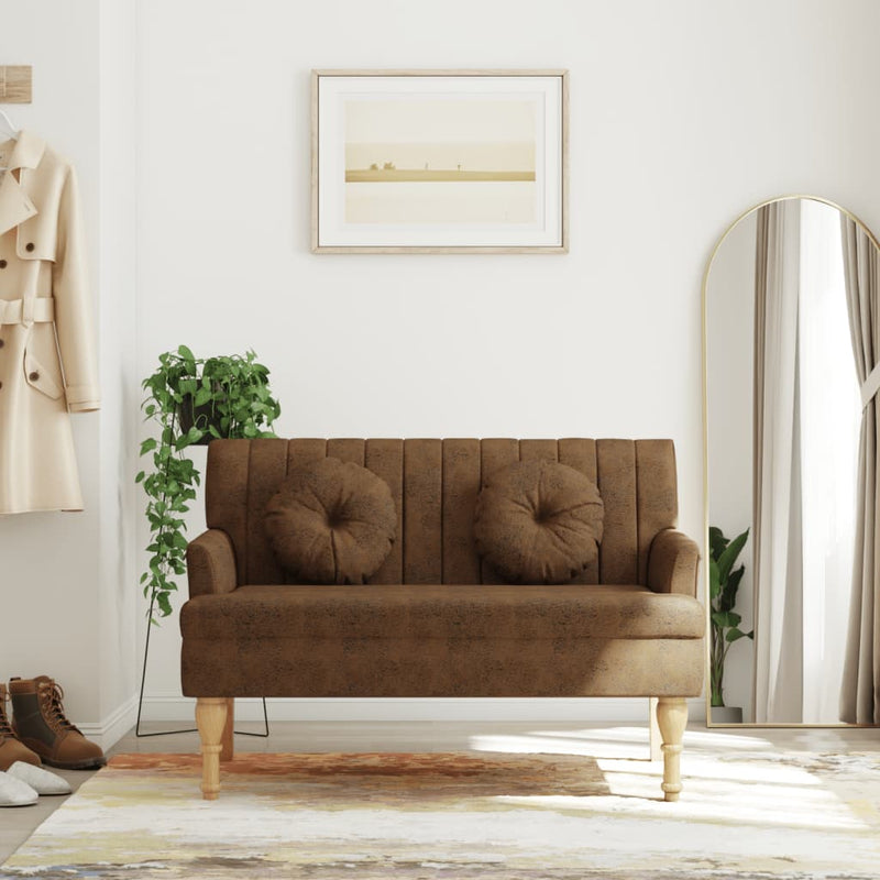 Bankje met kussens 113x64,5x75,5 cm kunstsuèdeleer bruin MeubelReus