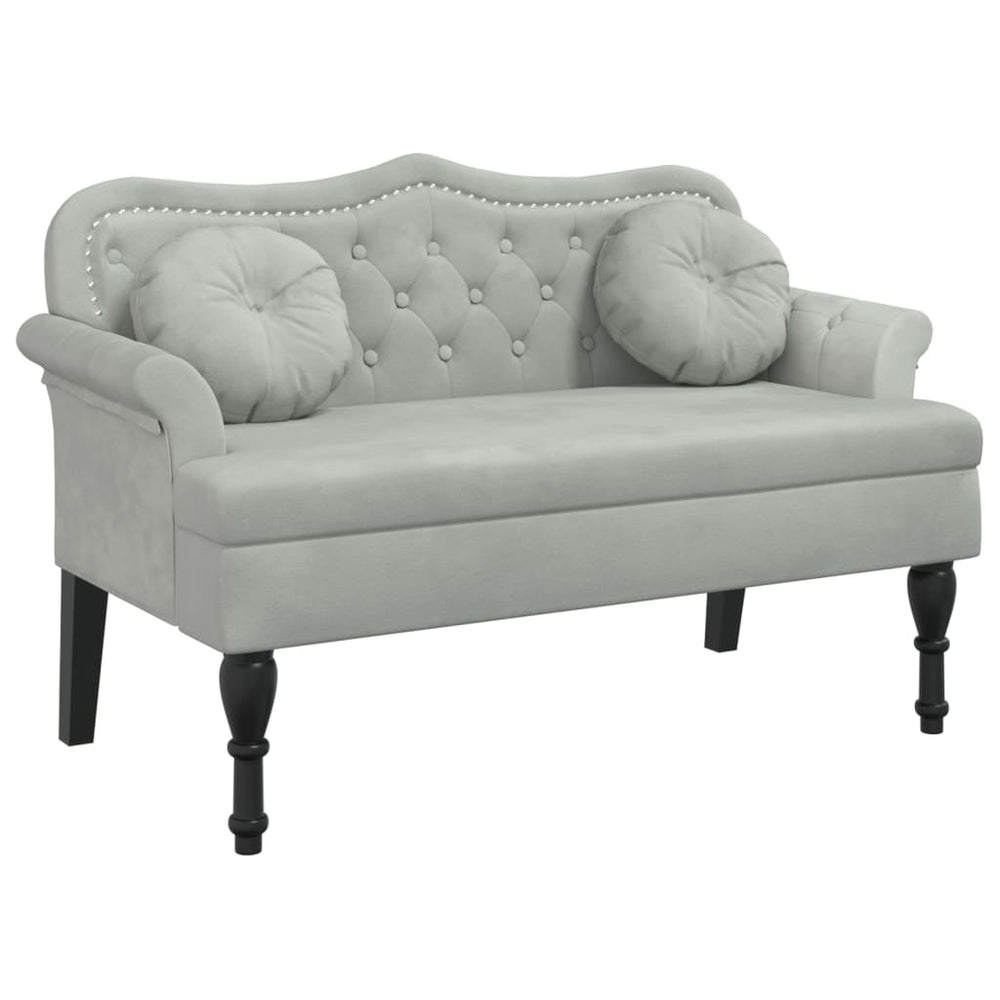 Bankje met kussens 120,5x65x75 cm fluweel lichtgrijs MeubelReus