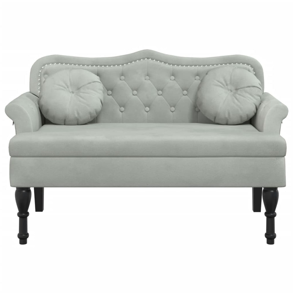Bankje met kussens 120,5x65x75 cm fluweel lichtgrijs MeubelReus
