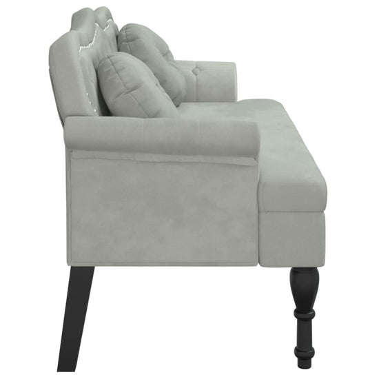 Bankje met kussens 120,5x65x75 cm fluweel lichtgrijs MeubelReus