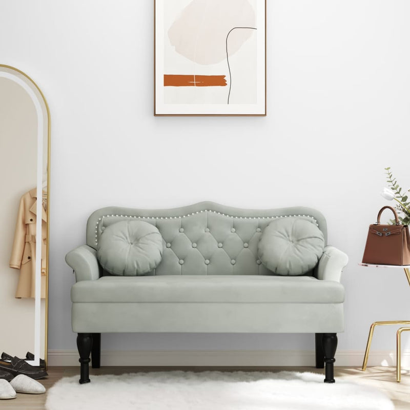 Bankje met kussens 120,5x65x75 cm fluweel lichtgrijs MeubelReus