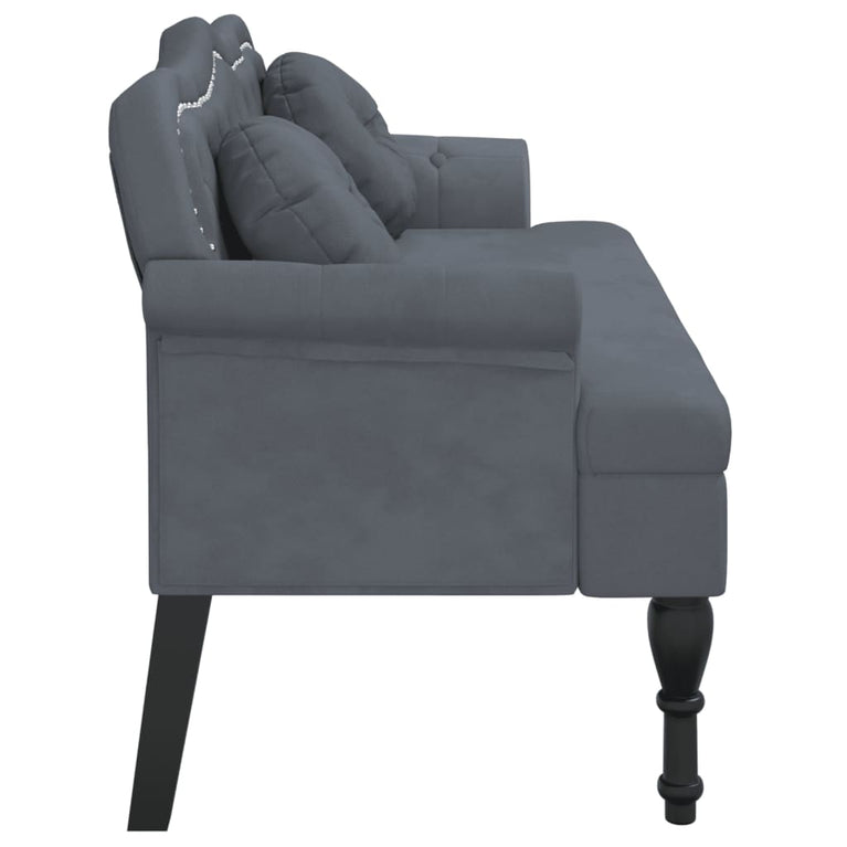 Bankje met kussens 120,5x65x75 cm fluweel donkergrijs MeubelReus