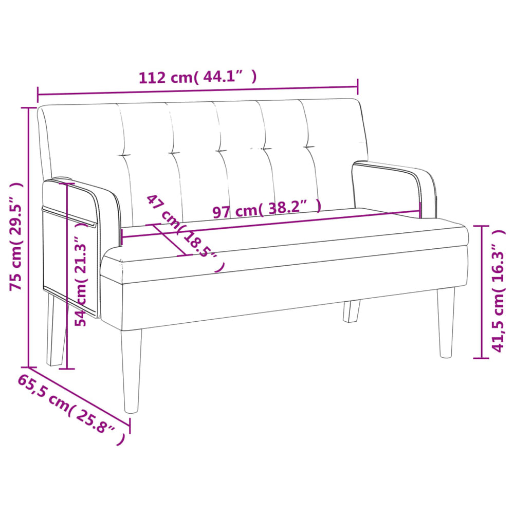 Bankje met rugleuning 112x65,5x75 cm kunstleer bruin MeubelReus
