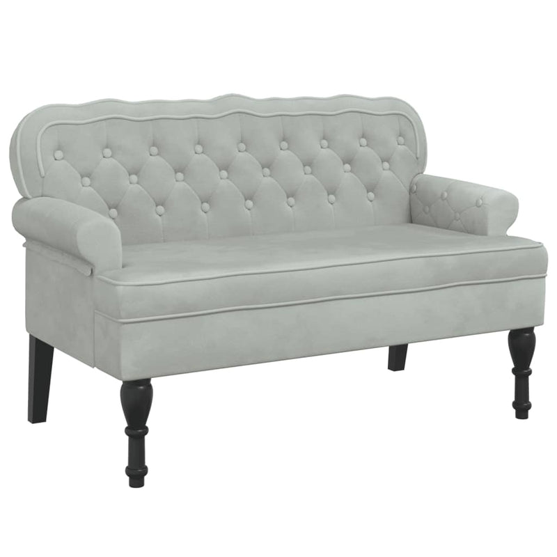 Bankje met rugleuning 119,5x64,5x75 cm fluweel lichtgrijs MeubelReus