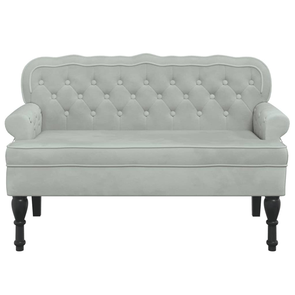 Bankje met rugleuning 119,5x64,5x75 cm fluweel lichtgrijs MeubelReus