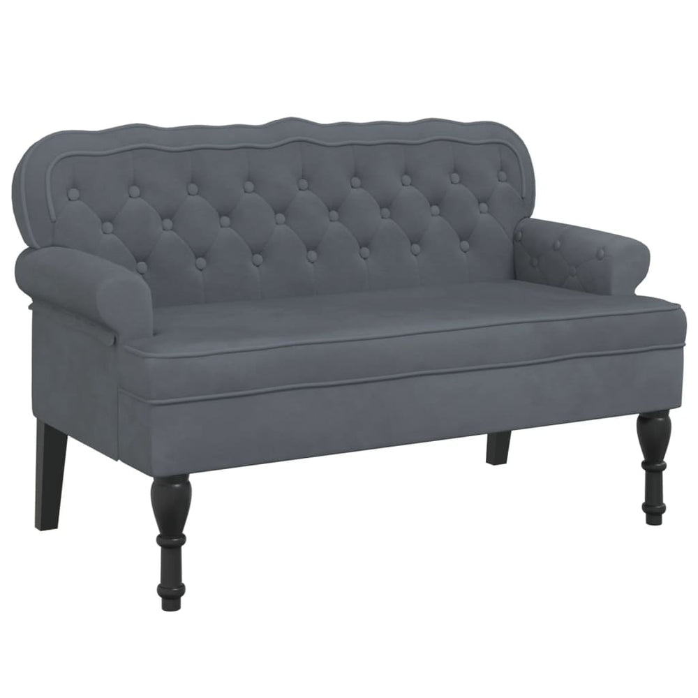 Bankje met rugleuning 119,5x64,5x75 cm fluweel donkergrijs MeubelReus