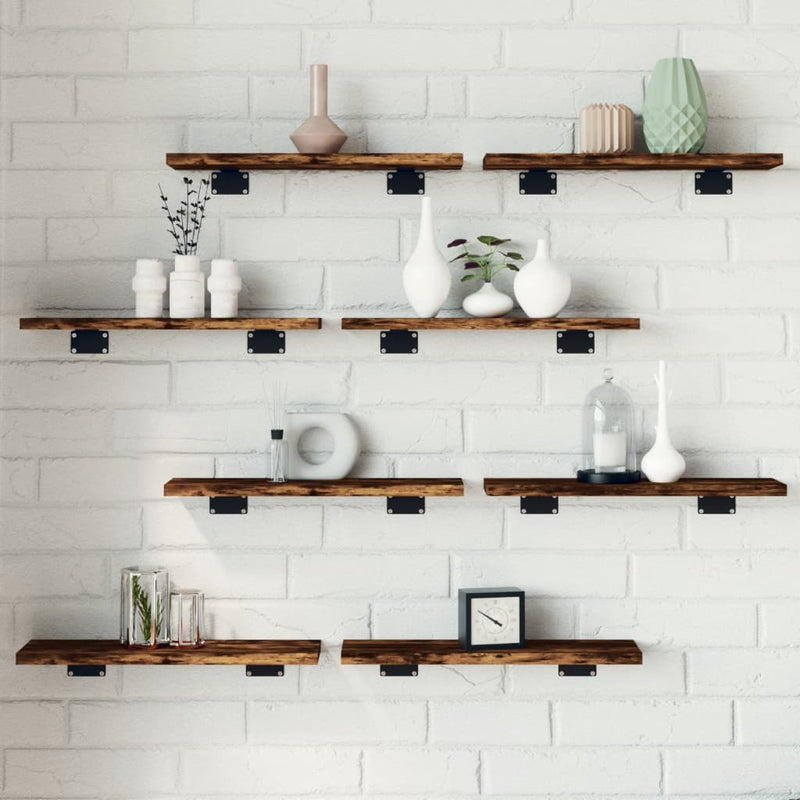 Wandschappen 8 st 40x20x1,5 cm bewerkt hout gerookt eikenkleur