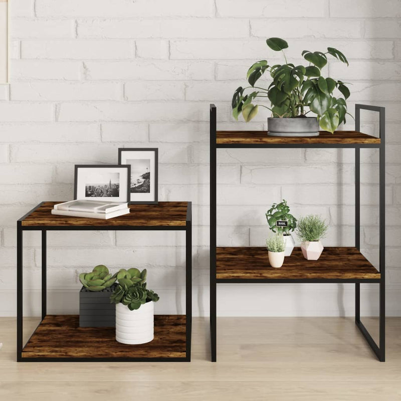 Wandschappen 4 st 40x40x1,5 cm bewerkt hout gerookt eikenkleur