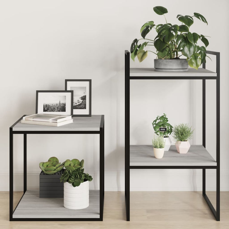 Wandschappen 4 st 40x40x1,5 cm bewerkt hout grijs sonoma eiken