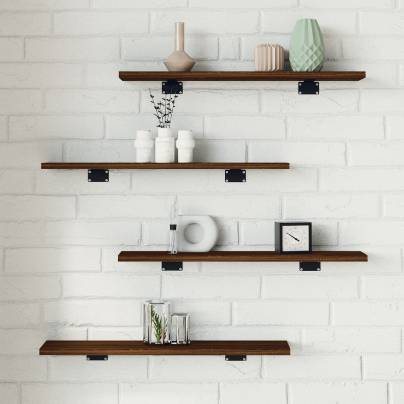 Wandschappen 4 st 60x10x1,5 cm bewerkt hout bruineikenkleurig