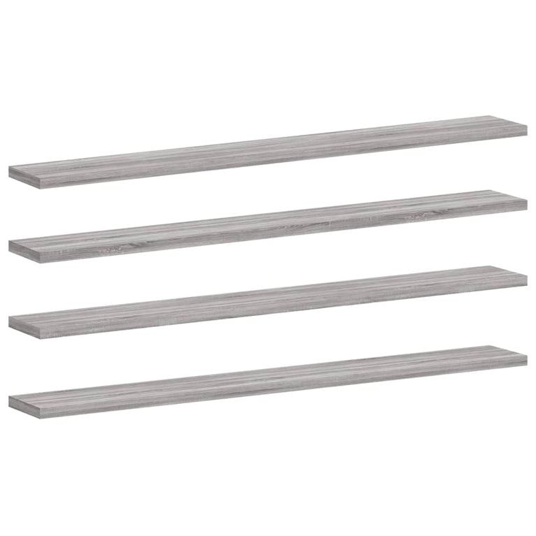 Wandschappen 4 st 80x10x1,5 cm bewerkt hout grijs sonoma eiken