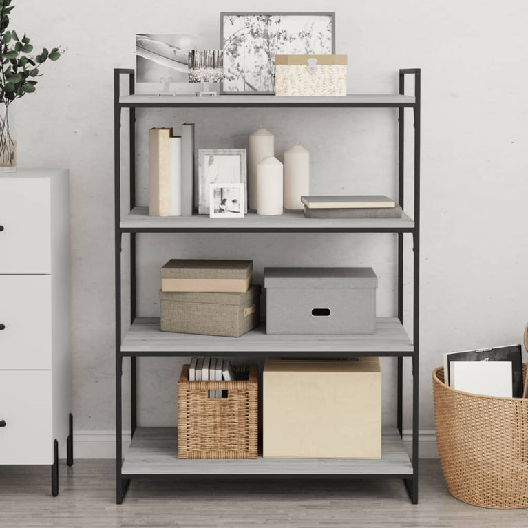 Wandschappen 4 st 80x40x1,5 cm bewerkt hout grijs sonoma eiken