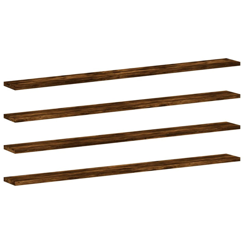 Wandschappen 4 st 100x10x1,5 cm bewerkt hout gerookt eikenkleur
