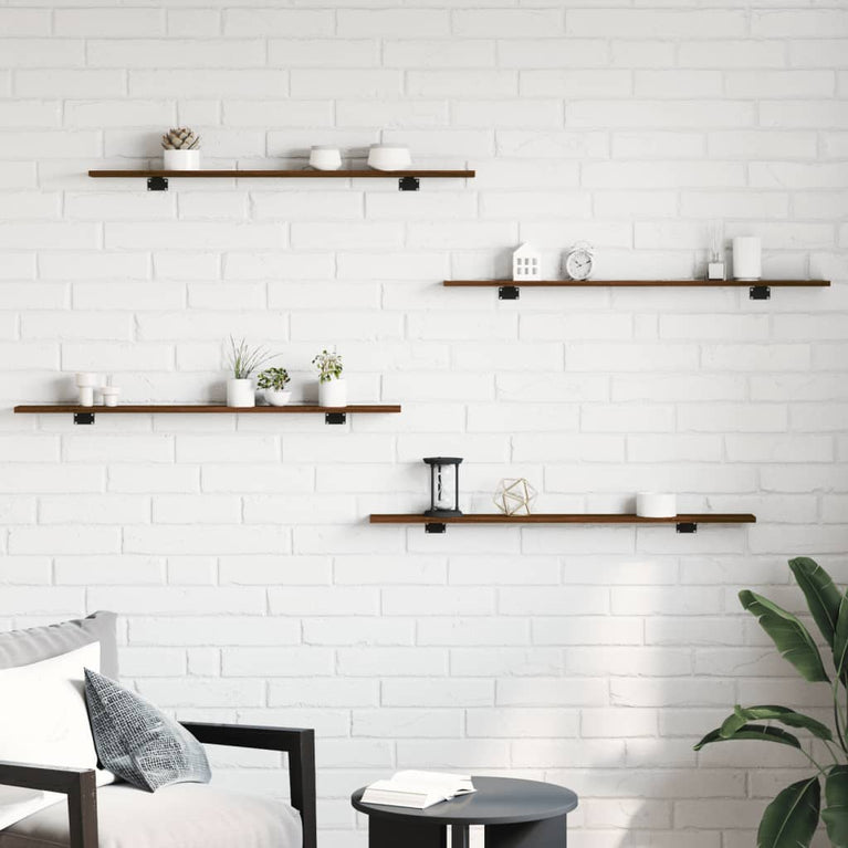 Wandschappen 4 st 100x10x1,5 cm bewerkt hout bruineikenkleurig