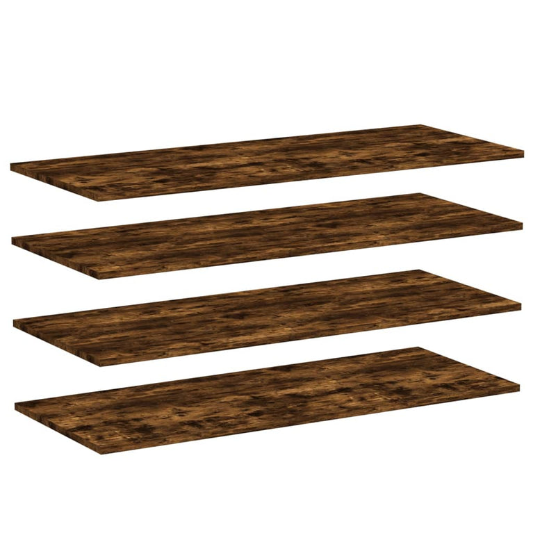 Wandschappen 4 st 100x40x1,5 cm bewerkt hout gerookt eikenkleur