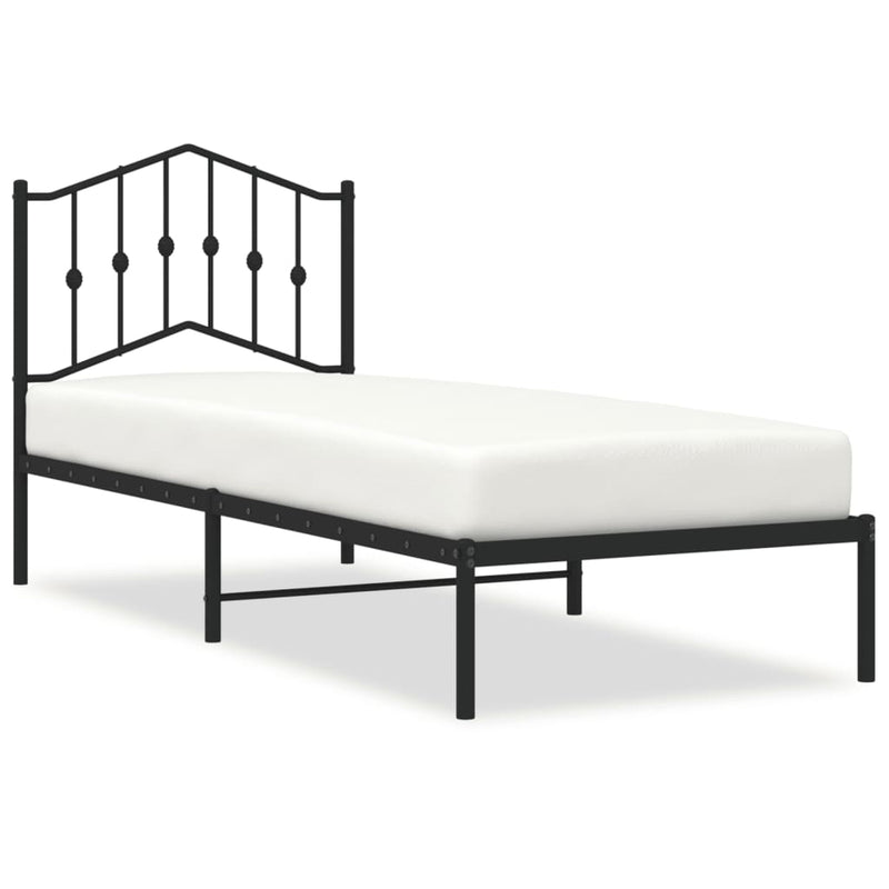 Bedframe met hoofdbord metaal zwart 90x190 cm