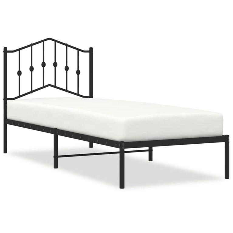 Bedframe met hoofdbord metaal zwart 90x200 cm